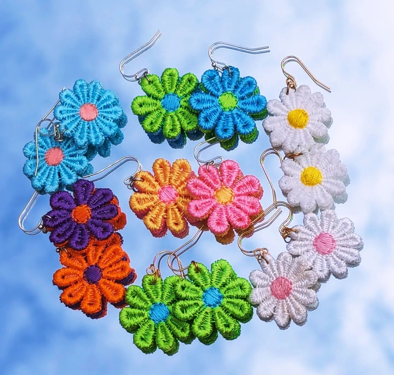 Daisy Lace Earrings | One for Every Mood | Single Colour Pairs