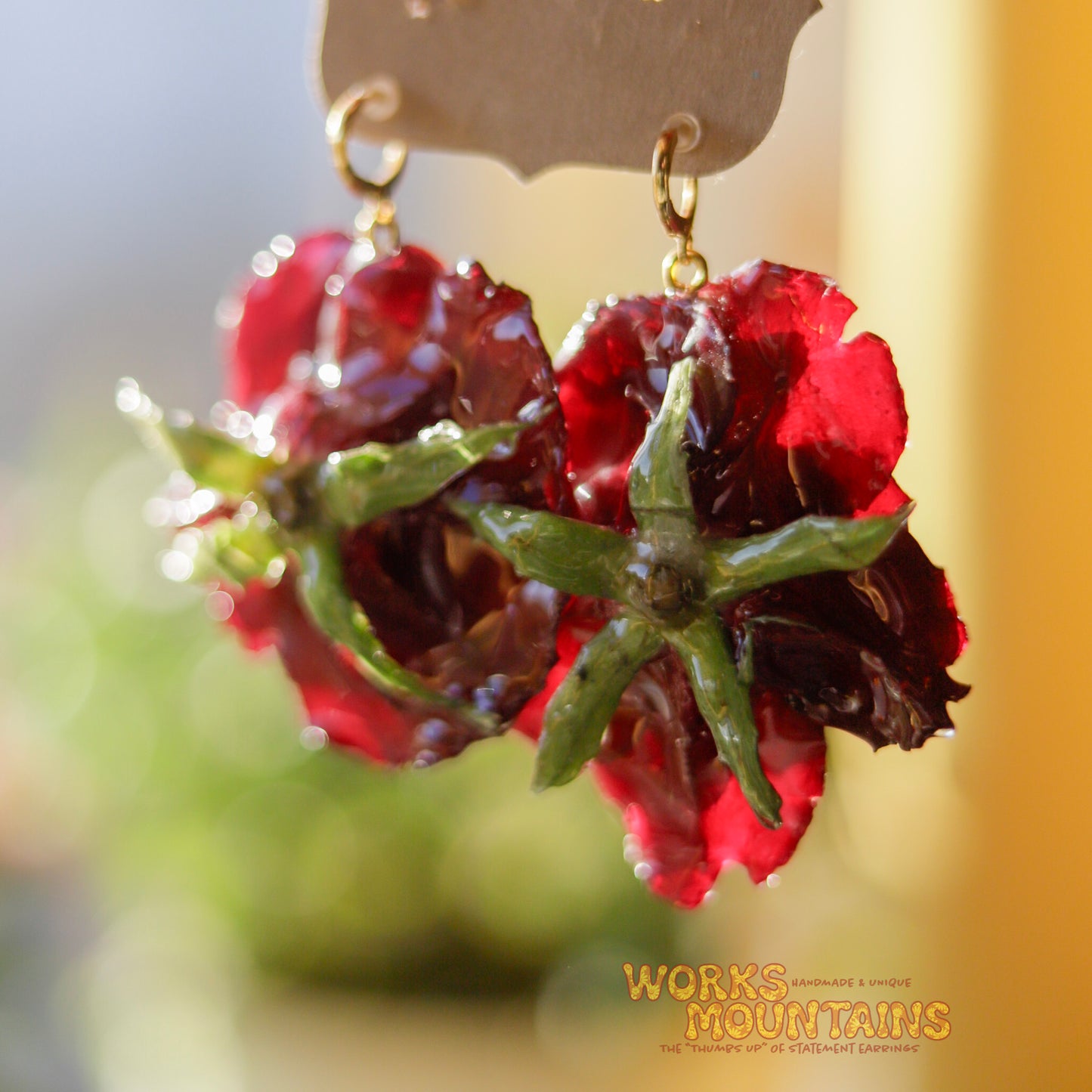 Red Roses | Lever Back Hoop | Natural Elegance