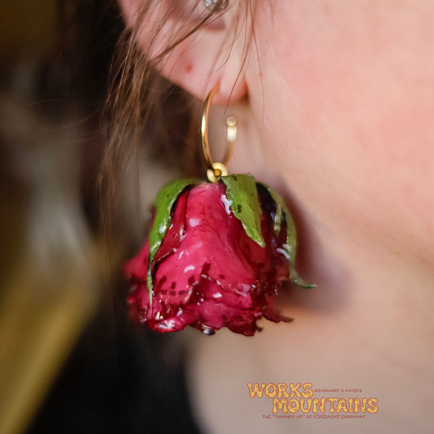 Pink Roses | Hoop Dangles | Natural Elegance