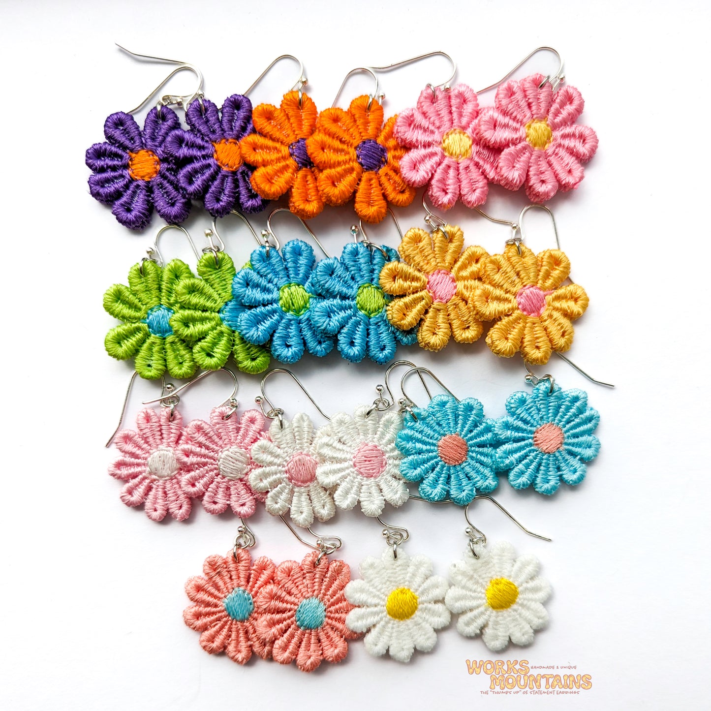 Daisy Lace Earrings | One for Every Mood | Single Colour Pairs