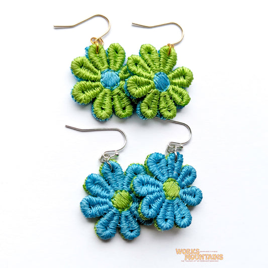 Green & Blue Enchantment: Daisy Lace Earrings