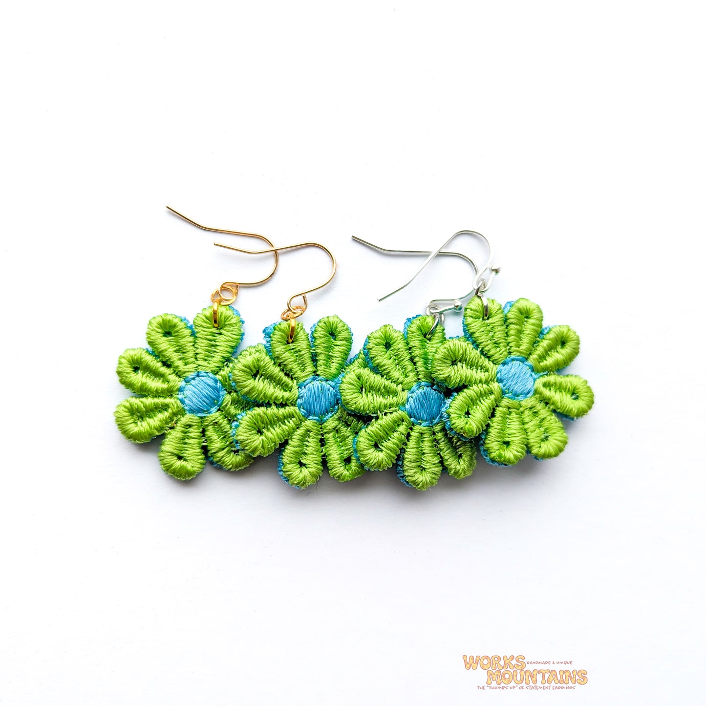 Green & Blue Enchantment: Daisy Lace Earrings