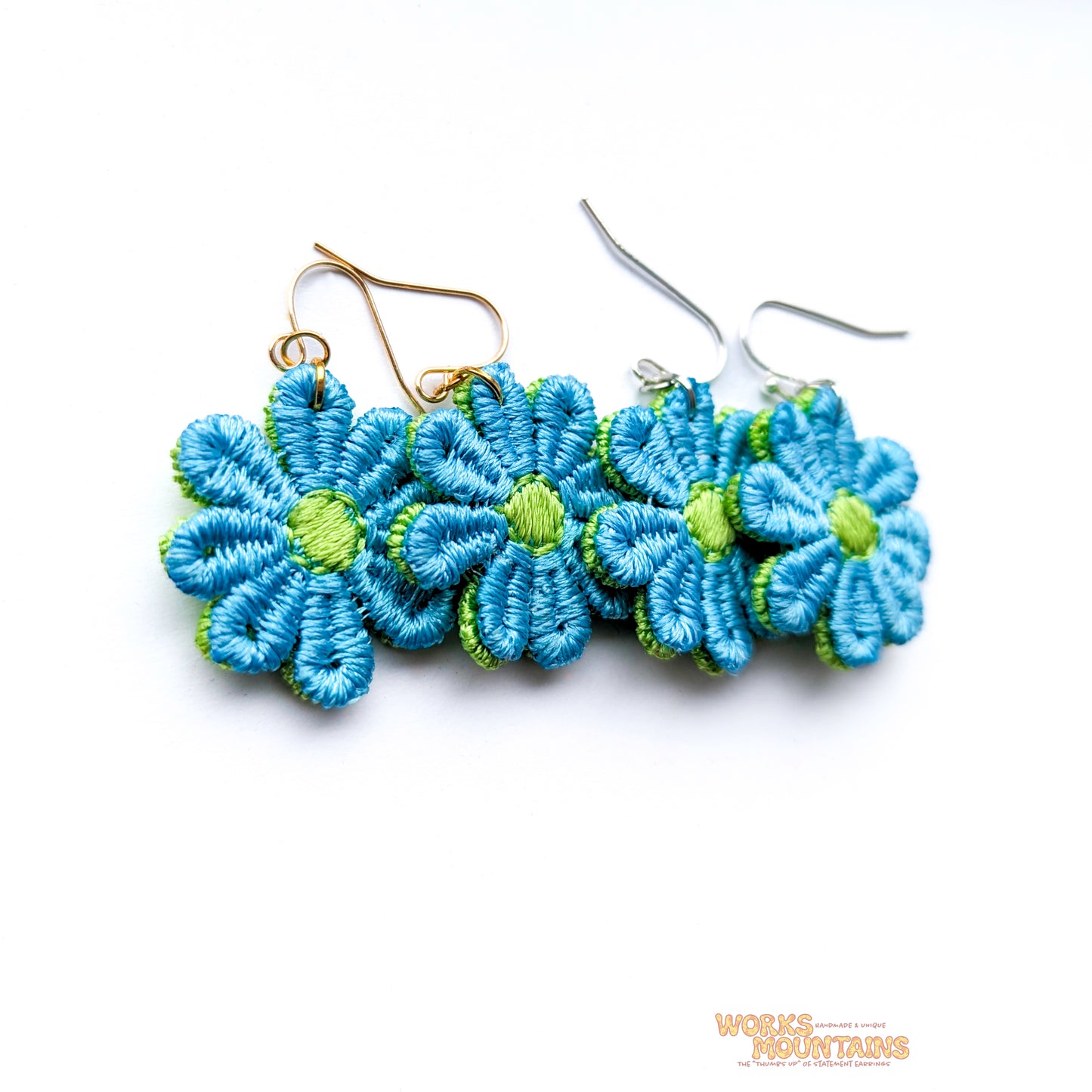 Green & Blue Enchantment: Daisy Lace Earrings