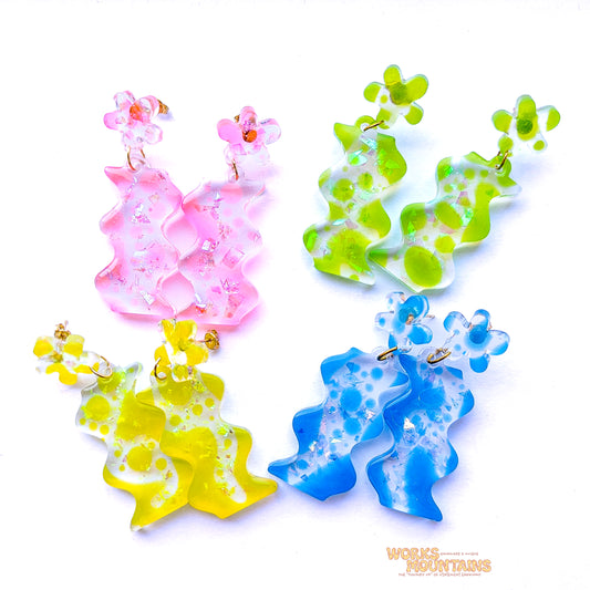 Neon Vibes: Stand Out with Our Wobble Resin Earrings!