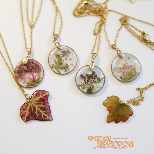 Preserved Floral Pendants | Gold Chain Necklaces |  A treasured piece of nature