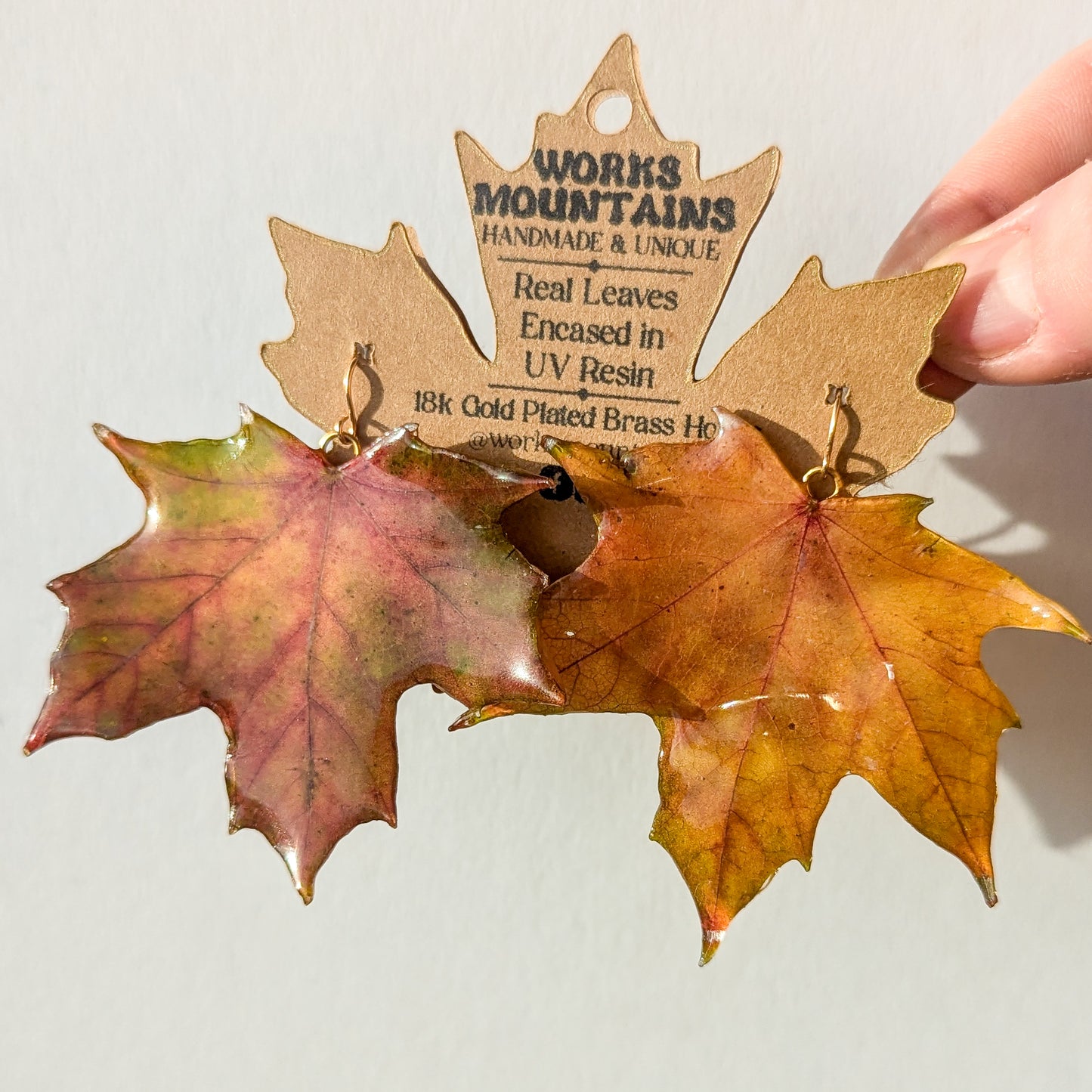 Natural Elegance Collection | Real Maple Leaf Hanging Earrings