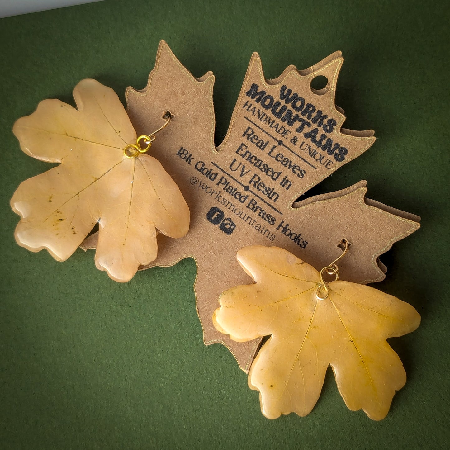 Natural Elegance Collection | Real Maple Leaf Hanging Earrings