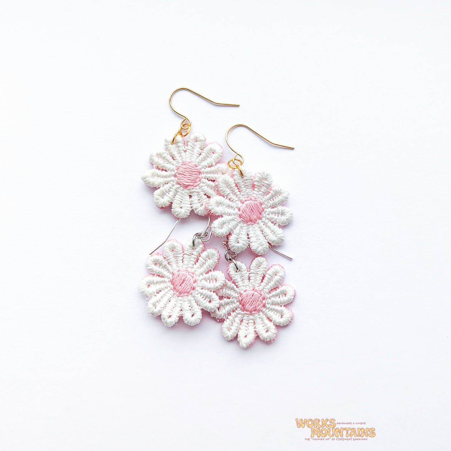 Pink & White Dreams: Daisy Lace Earrings