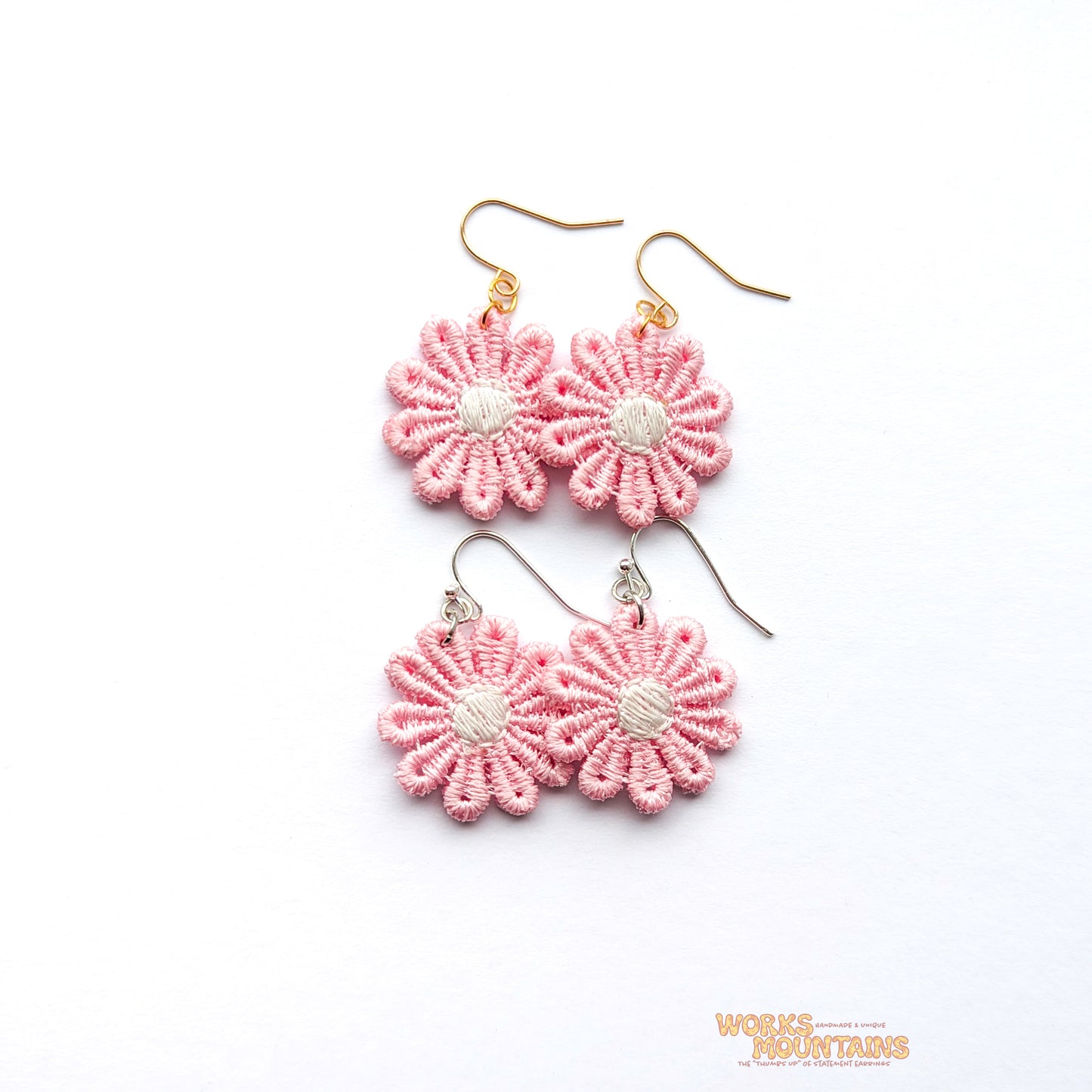 Pink & White Dreams: Daisy Lace Earrings