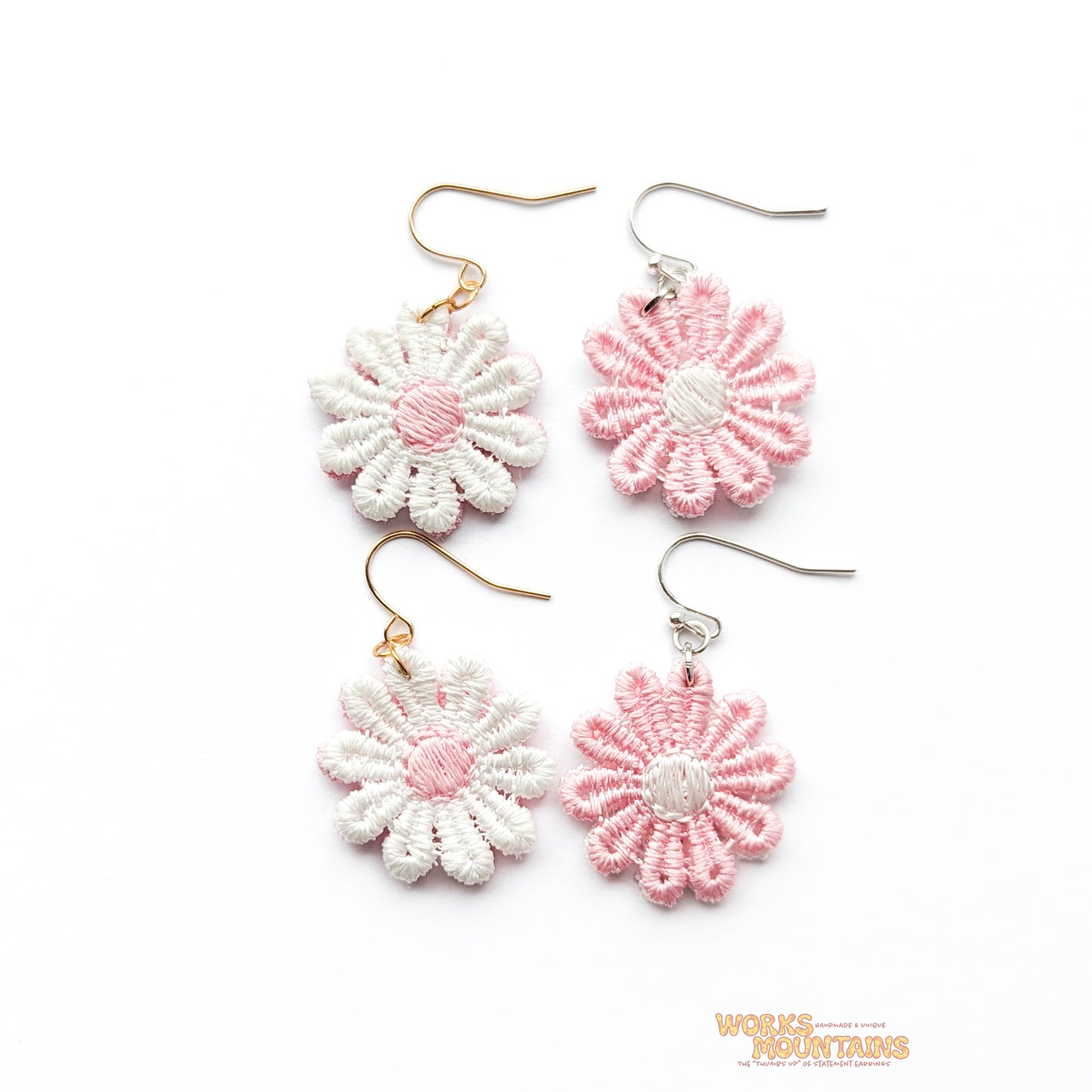 Pink & White Dreams: Daisy Lace Earrings