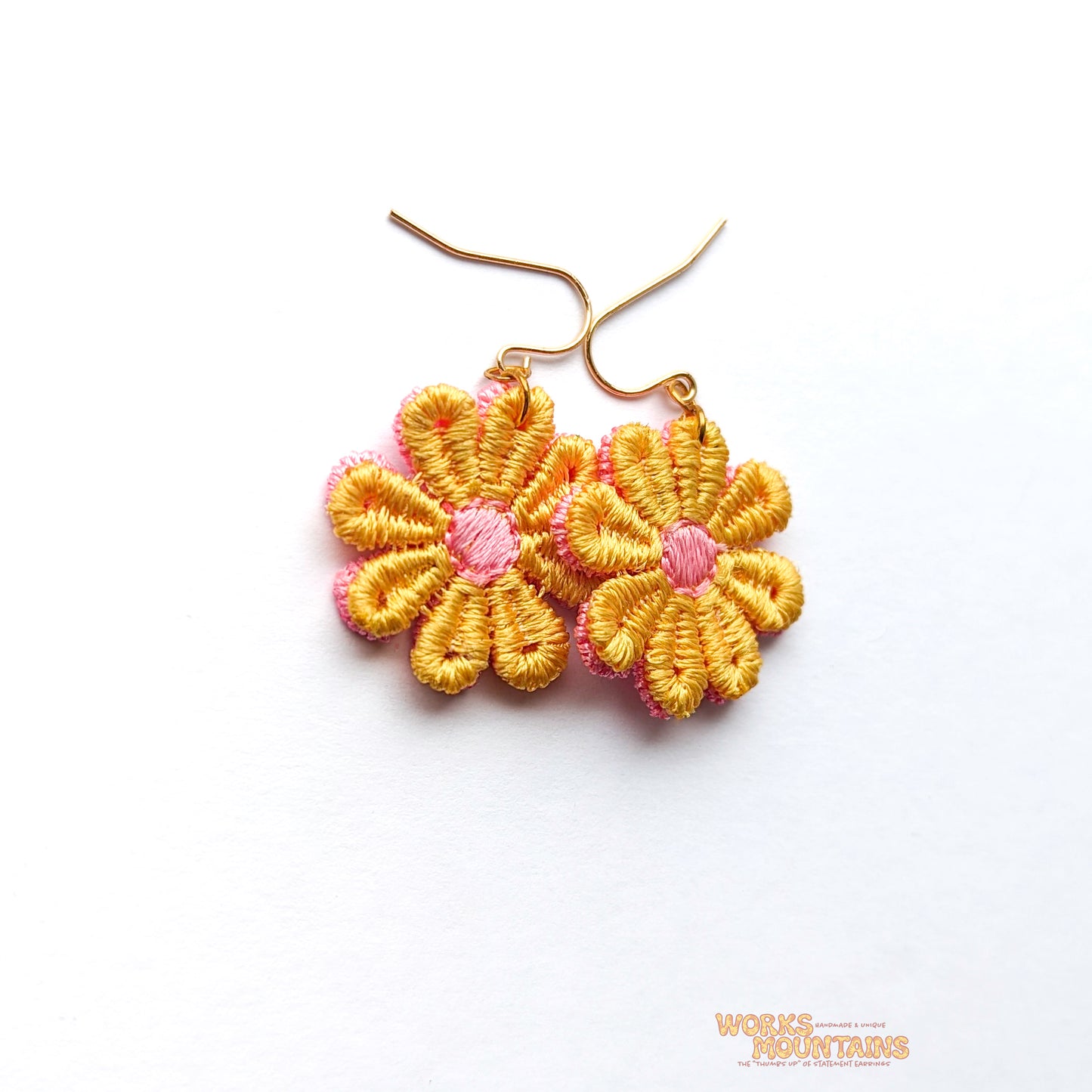 Sunshine Yellow & Pink Punch: Daisy Lace Earrings