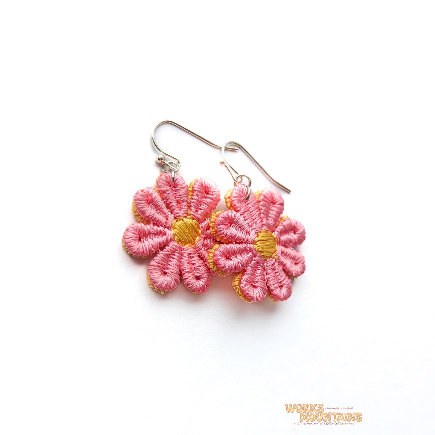 Sunshine Yellow & Pink Punch: Daisy Lace Earrings