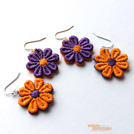 Orange & Purple Spectacle: Daisy Lace Earrings