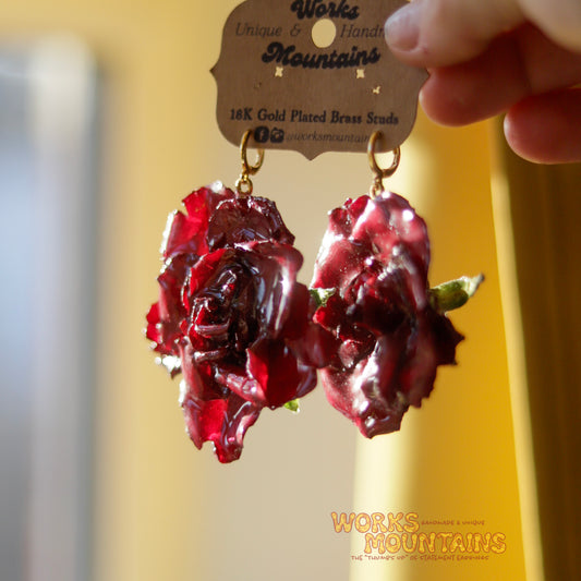 Red Roses | Lever Back Hoop | Natural Elegance