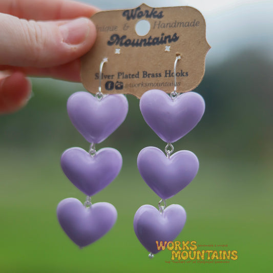 Three Puffed Hearts | Dangling | Beautiful accent