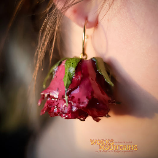 Pink Roses | Hoop Dangles | Natural Elegance