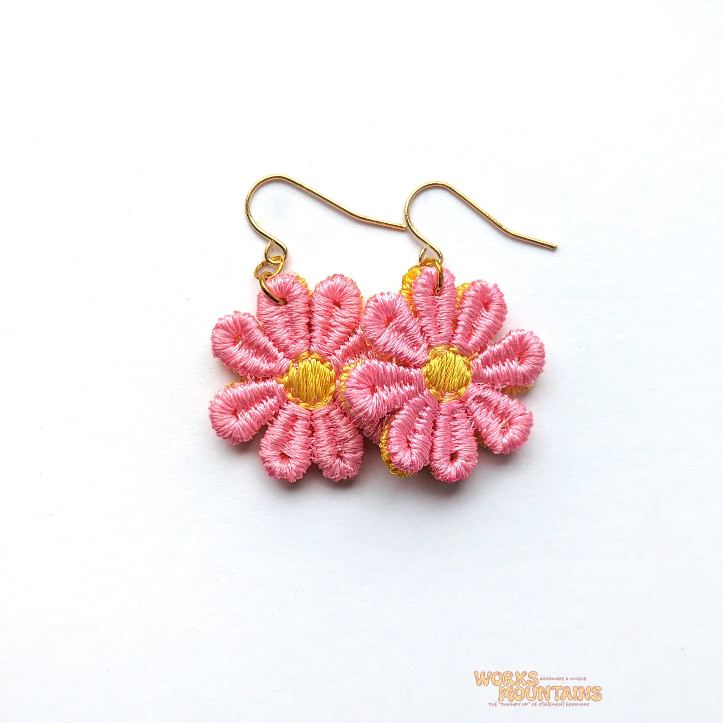 Sunshine Yellow & Pink Punch: Daisy Lace Earrings