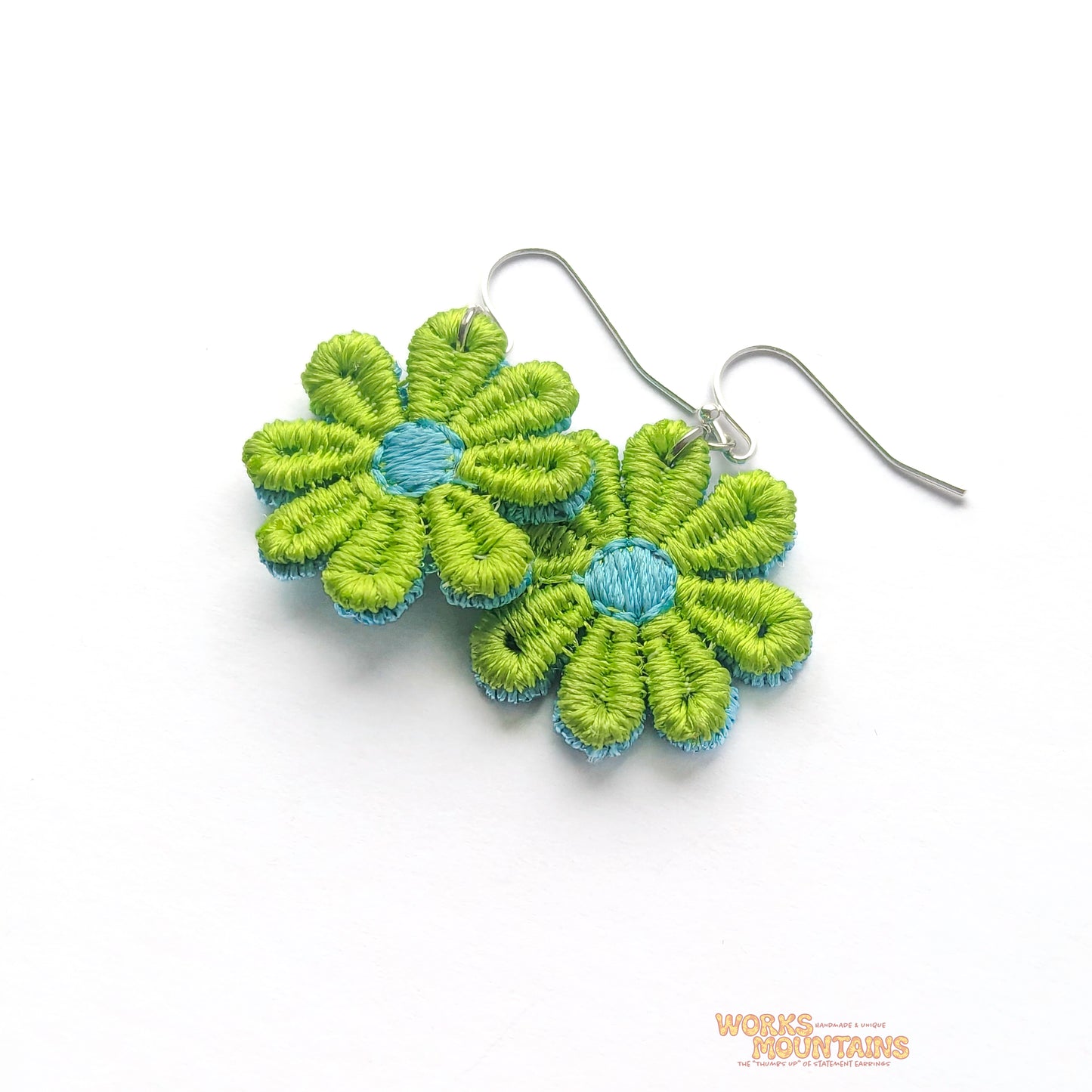 Green & Blue Enchantment: Daisy Lace Earrings