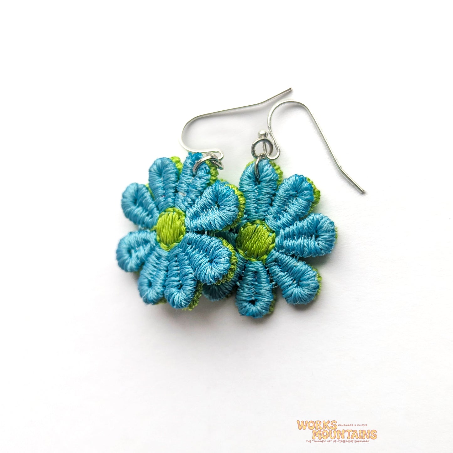 Green & Blue Enchantment: Daisy Lace Earrings