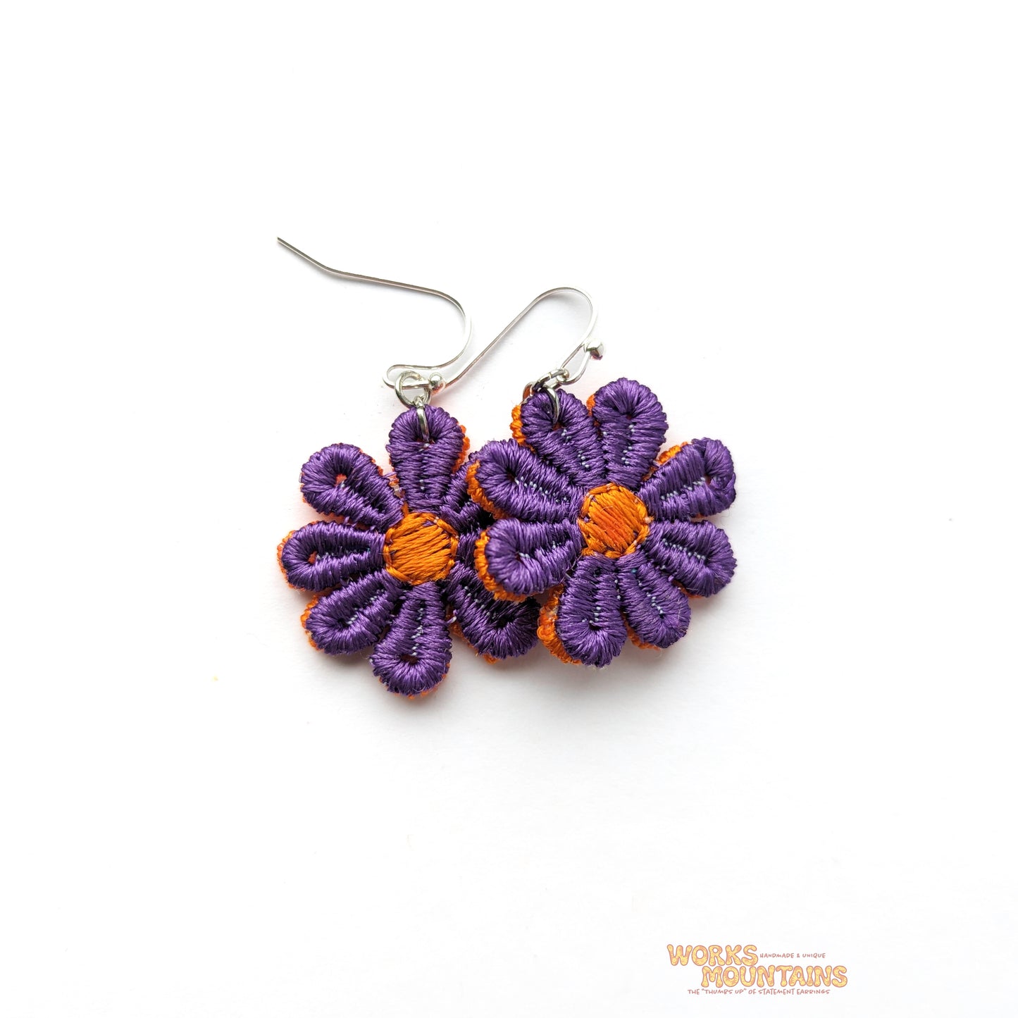 Orange & Purple Spectacle: Daisy Lace Earrings