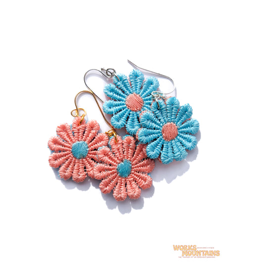 Pink & Blue Magic: Daisy Lace Earrings