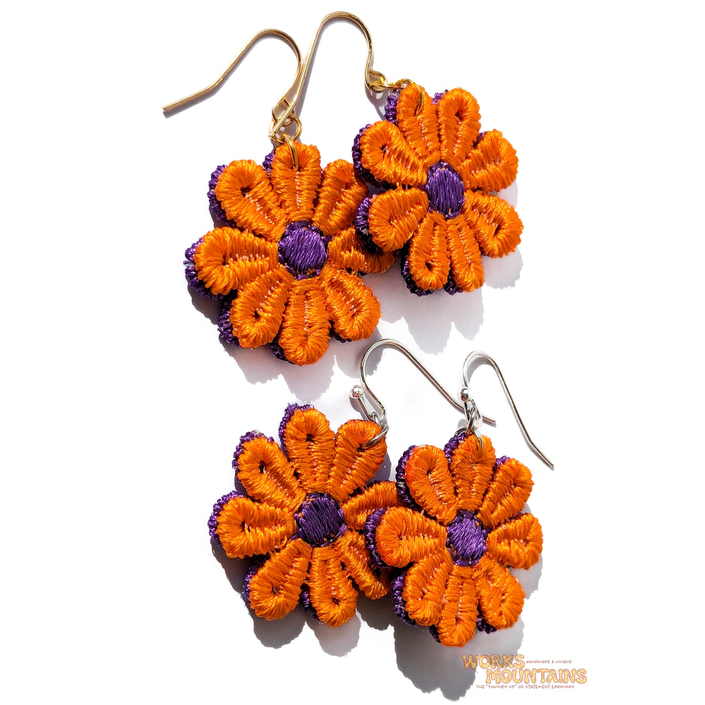 Orange & Purple Spectacle: Daisy Lace Earrings