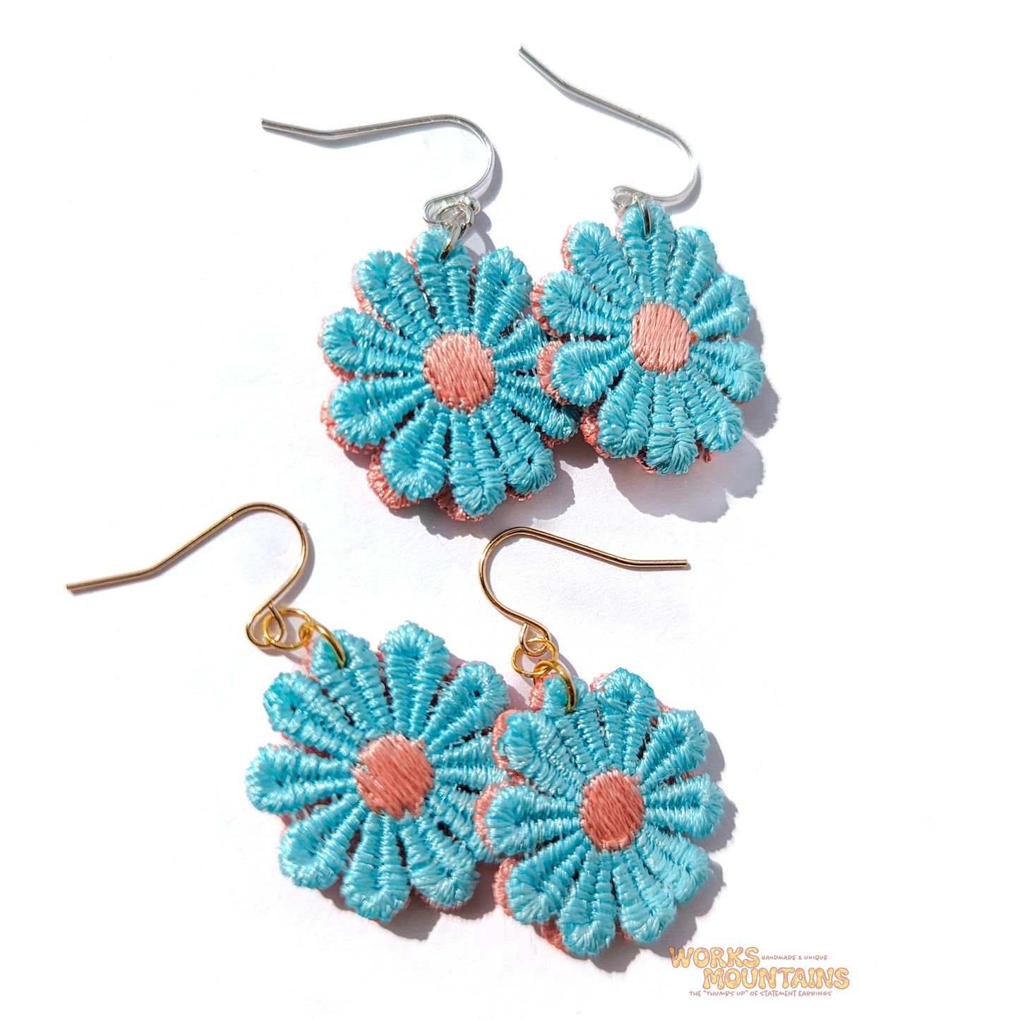 Pink & Blue Magic: Daisy Lace Earrings