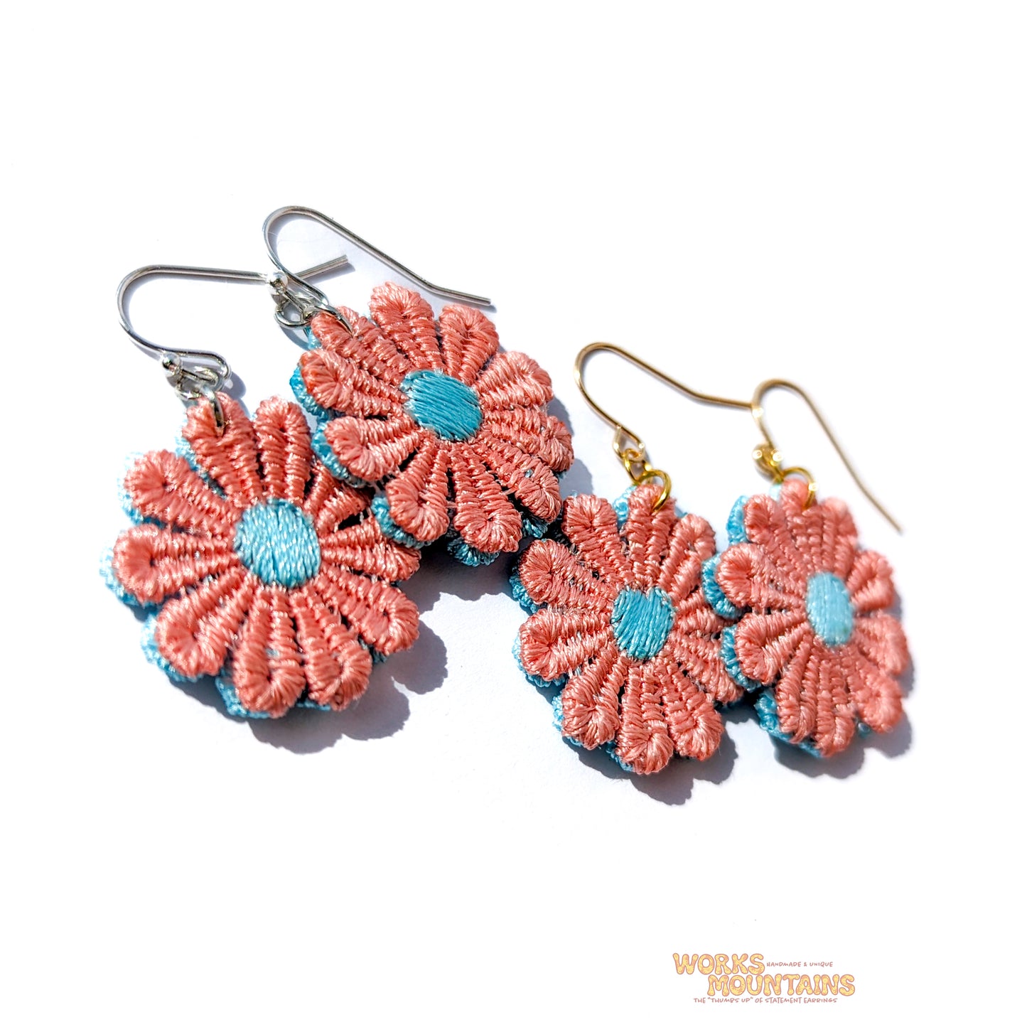 Pink & Blue Magic: Daisy Lace Earrings