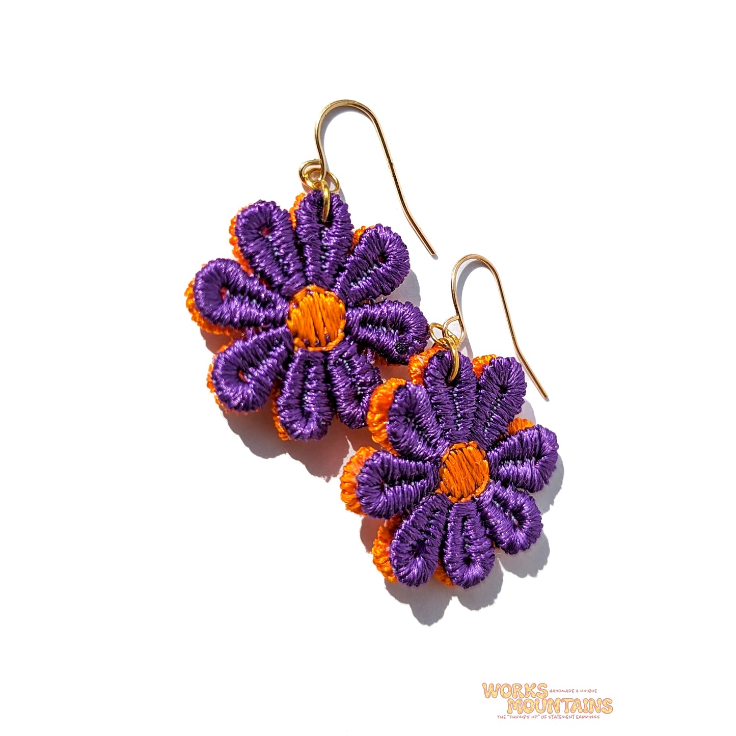 Orange & Purple Spectacle: Daisy Lace Earrings