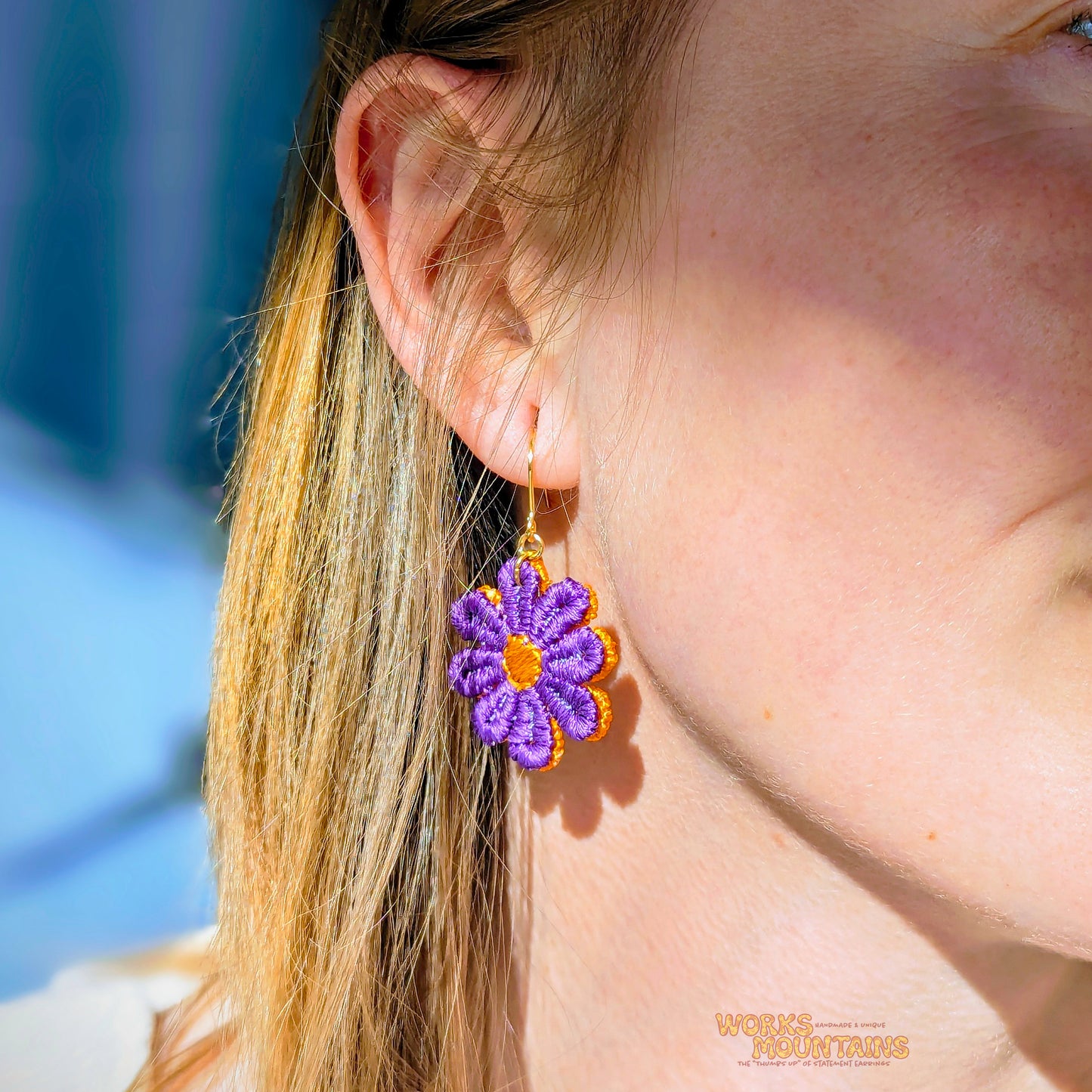 Orange & Purple Spectacle: Daisy Lace Earrings