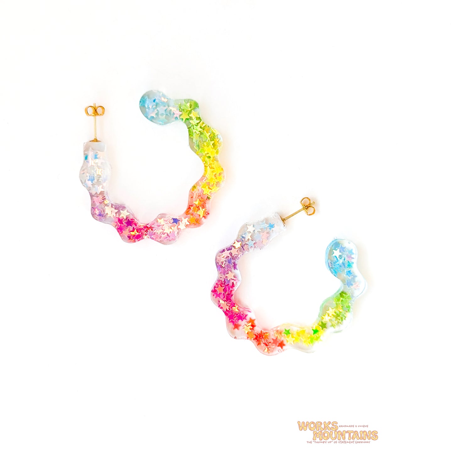 🌈 Starburst Rainbow Resin Hoops 🌟